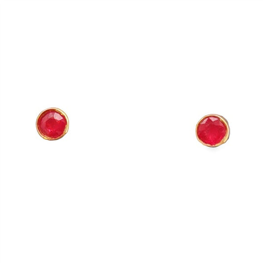 14K Ruby "July" Birthstone Bezel Stud Earrings