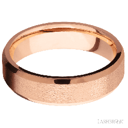 6 mm wide Beveled 14K Rose Gold band.