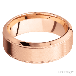 8 mm wide High Bevel Milgrain 14K Rose Gold band.