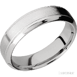6 mm wide High Bevel Milgrain 14K White Gold band.