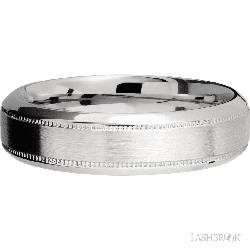 6 mm wide High Bevel Milgrain 14K White Gold band.