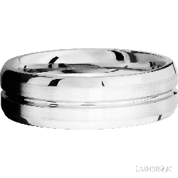 7 mm wide Beveled with Center Accent Groove 14K White Gold band.