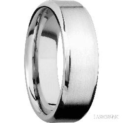 7 mm wide Beveled 14K White Gold band.