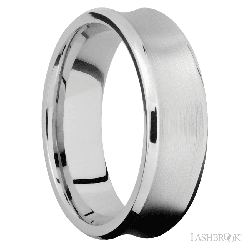7 mm wide Concave Bevel 14K White Gold band.