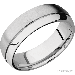 7 mm wide Domed with Off Center Accent Groove 14K White Gold band.