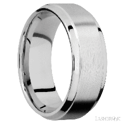 8 mm wide Stepped Bevel 14K White Gold band.