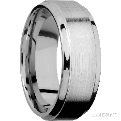 8 mm wide Stepped Bevel 14K White Gold band.
