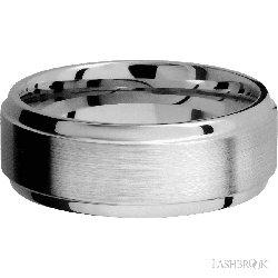 8 mm wide Stepped Bevel 14K White Gold band.