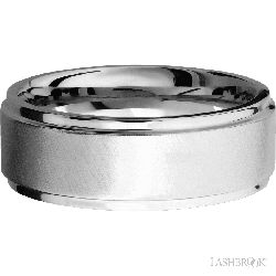 8 mm wide Flat Grooved Edges 14K White Gold band.
