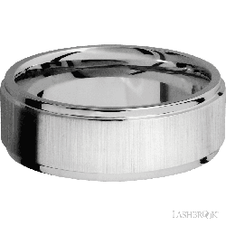 8 mm wide Flat Grooved Edges 14K White Gold band.