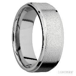 8 mm wide Flat Grooved Edges 14K White Gold band.