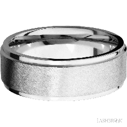 8 mm wide Flat Grooved Edges 14K White Gold band.
