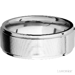 8 mm wide Flat Grooved Edges 14K White Gold band.