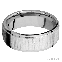 8 mm wide Flat Grooved Edges 14K White Gold band.