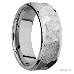 8 mm wide Flat Grooved Edges 14K White Gold band.