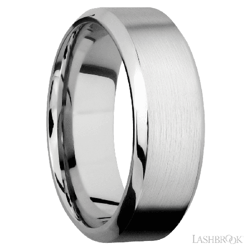 8 mm wide High Bevel 14K White Gold band.