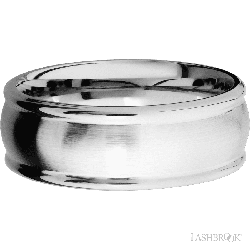 8 mm wide Domed Rounded Edges 14K White Gold band.