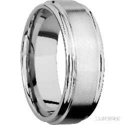 8 mm wide Flat Rounded Edges 14K White Gold band.