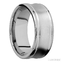 9 mm wide Concaved Center Round Edges 14K White Gold band.