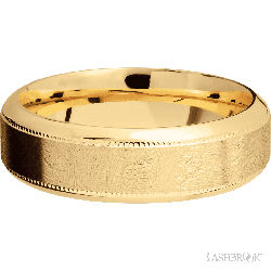 7 mm wide High Bevel Milgrain 14K Yellow Gold band.