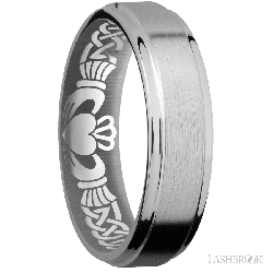 6 mm wide Flat Grooved Edges Titanium band.