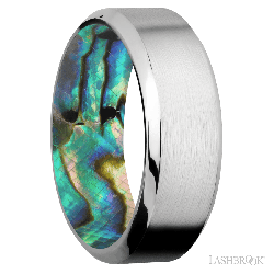 8 mm wide High Bevel Cobalt Chrome band featuring a Abalone sleeve.