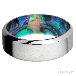 8 mm wide High Bevel Cobalt Chrome band featuring a Abalone sleeve.