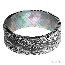 8 mm wide Flat Tightweave band featuring a Black Mother of Pearl sleeve.