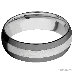 7 mm wide/Domed/Cobalt Chrome band with two 2 mm Double Off Center Edge inlays of Zirconium.