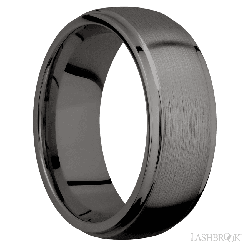 8 mm wide Domed Stepped Down Edges Tantalum Noir band.