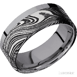 8 mm wide/Flat/Tantalum band with one 6 mm Off Center Edge inlay of Marble.