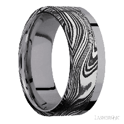 8 mm wide/Flat/Tantalum band with one 6 mm Off Center Edge inlay of Marble.