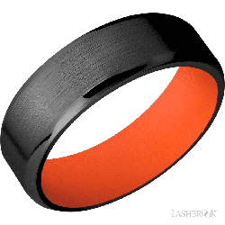 7 mm wide Beveled Zirconium band featuring a Hunter Orange sleeve.
