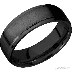7 mm wide Flat Grooved Edges Zirconium band.
