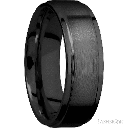 7 mm wide Flat Grooved Edges Zirconium band.