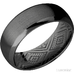 8 mm wide Domed Bevel Zirconium band.