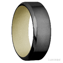 8 mm wide High Bevel Zirconium band featuring a Bright Nickel sleeve.