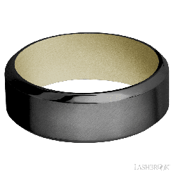 8 mm wide High Bevel Zirconium band featuring a Bright Nickel sleeve.