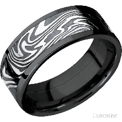 8 mm wide/Flat/Zirconium band with one 6 mm Centered inlay of Kinetic.