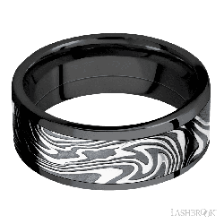 8 mm wide/Flat/Zirconium band with one 6 mm Centered inlay of Kinetic.