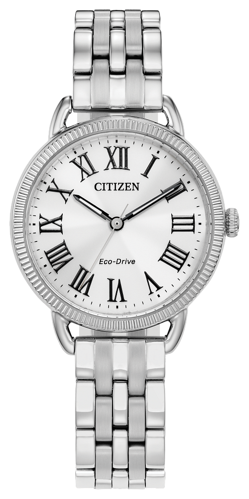 Citizen Eco-Drive Silver Tone Classic Coin Edge Stainless St