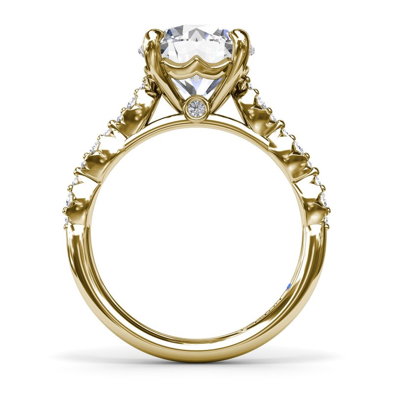 14K Petite Pave Scallop Diamond Semi-Mount Engagement Ring