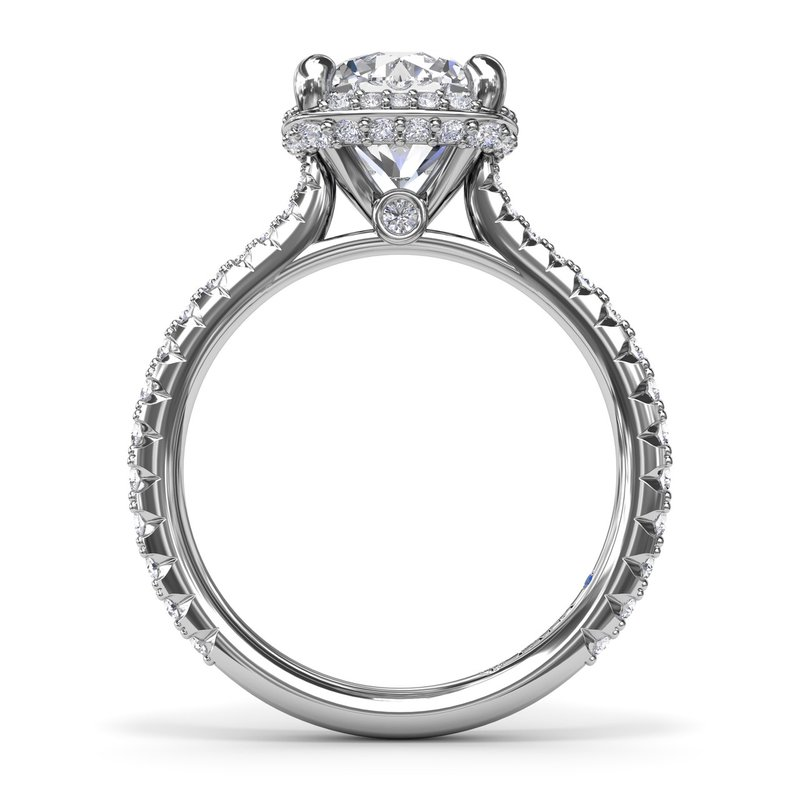 14K Cushion Halo Diamond Semi-Mount Engagement Ring