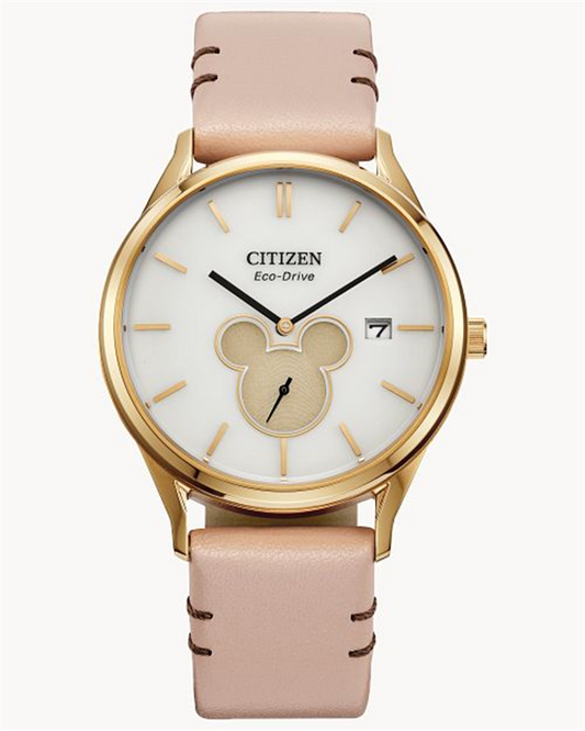 Citizen Eco Drive Disney Mickey Shadow Blush Leather Watch