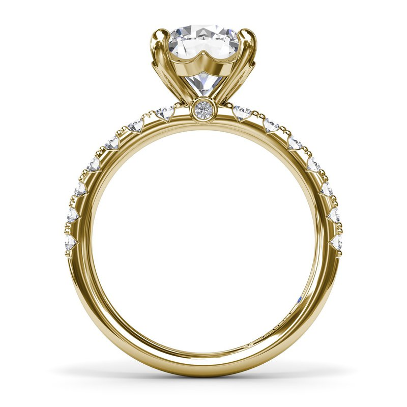 14K Graduated Pave Diamond Semi-Mount Engagement Ring