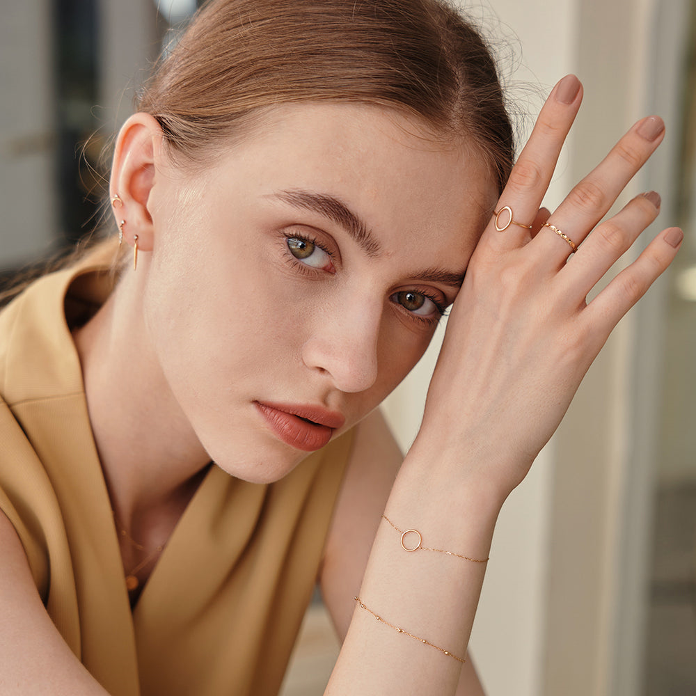 14K Yellow Gold Open Circle Bracelet