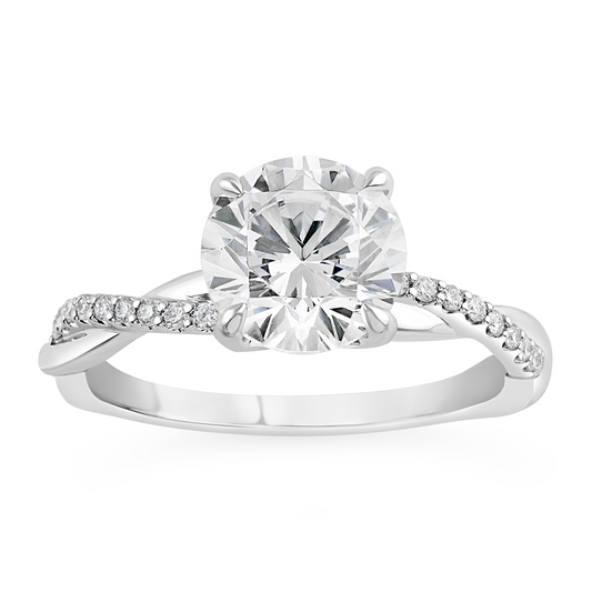 14 Karat White Gold Laboratory-Grown Diamond Twist Shank Lab Grown Diamond Engagement Ring