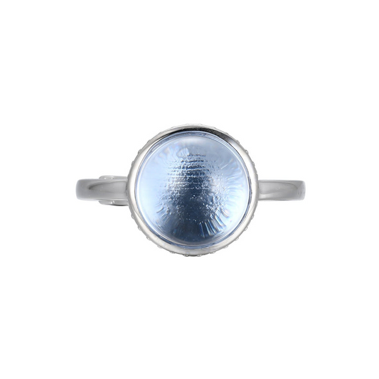 Sterling Silver Blue Quartz Cabachon and CZ Ring