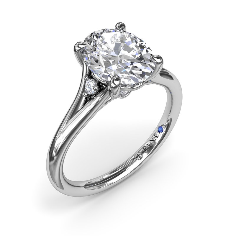 14 Karat White Gold Diamond Split Shank Semi-Mount Engagement Ring