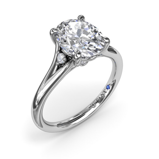 14 Karat White Gold Diamond Split Shank Semi-Mount Engagement Ring